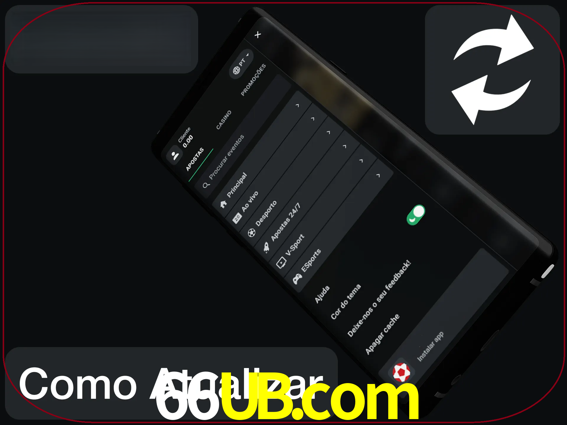 O aplicativo é atualizado automaticamente quando você faz o login.